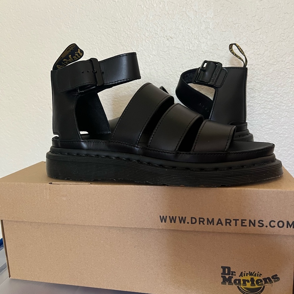 Dr. Martens Black Strappy Sandals Clarissa 2 NWT